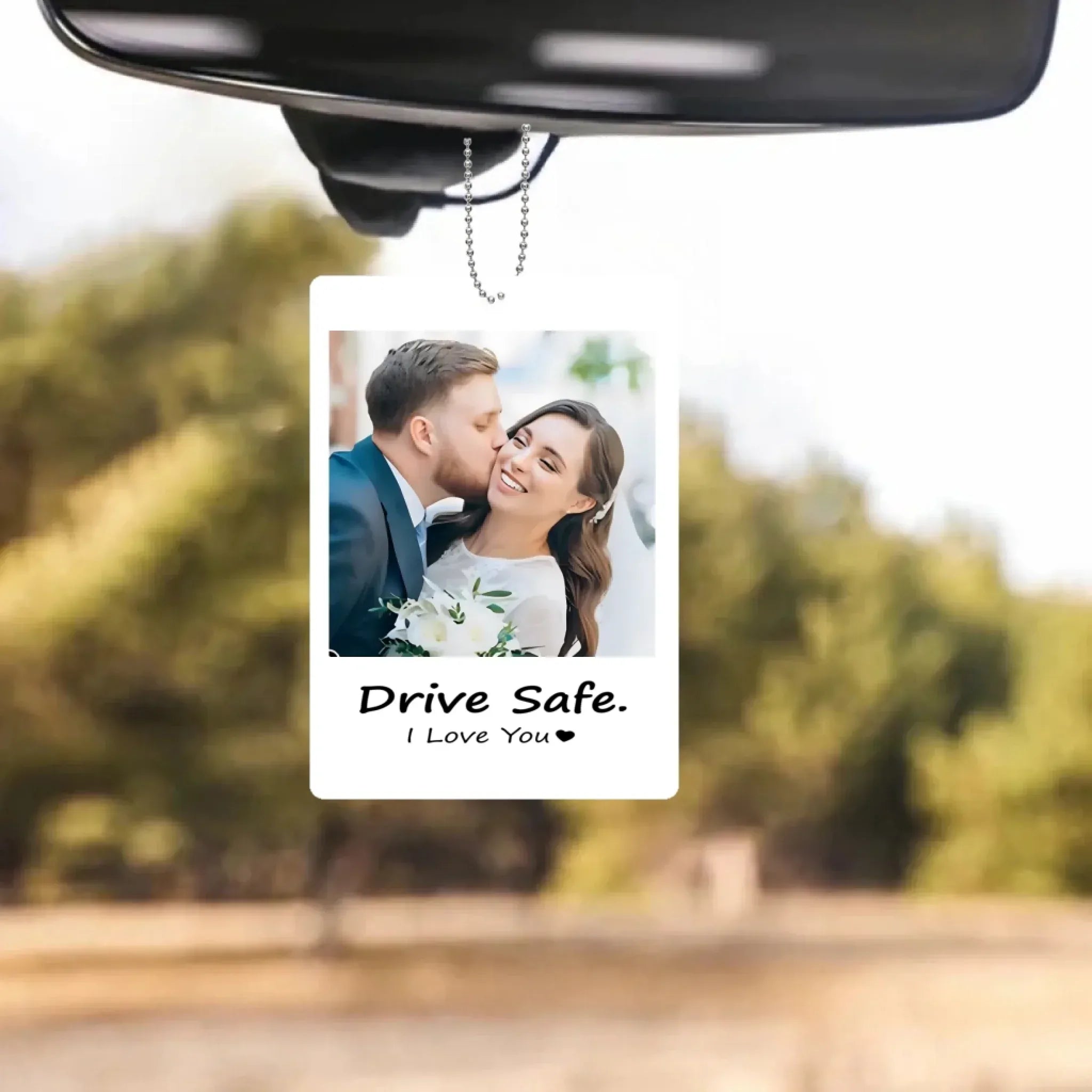 Personalised Photo Hanging Car - Drive safe, I Love You - Ornament Hanging Car, Idea First Car Charm Gift, Valentine Gift - Personalized Photo Car Ornament Hanging 1044939 - DiyGiftly