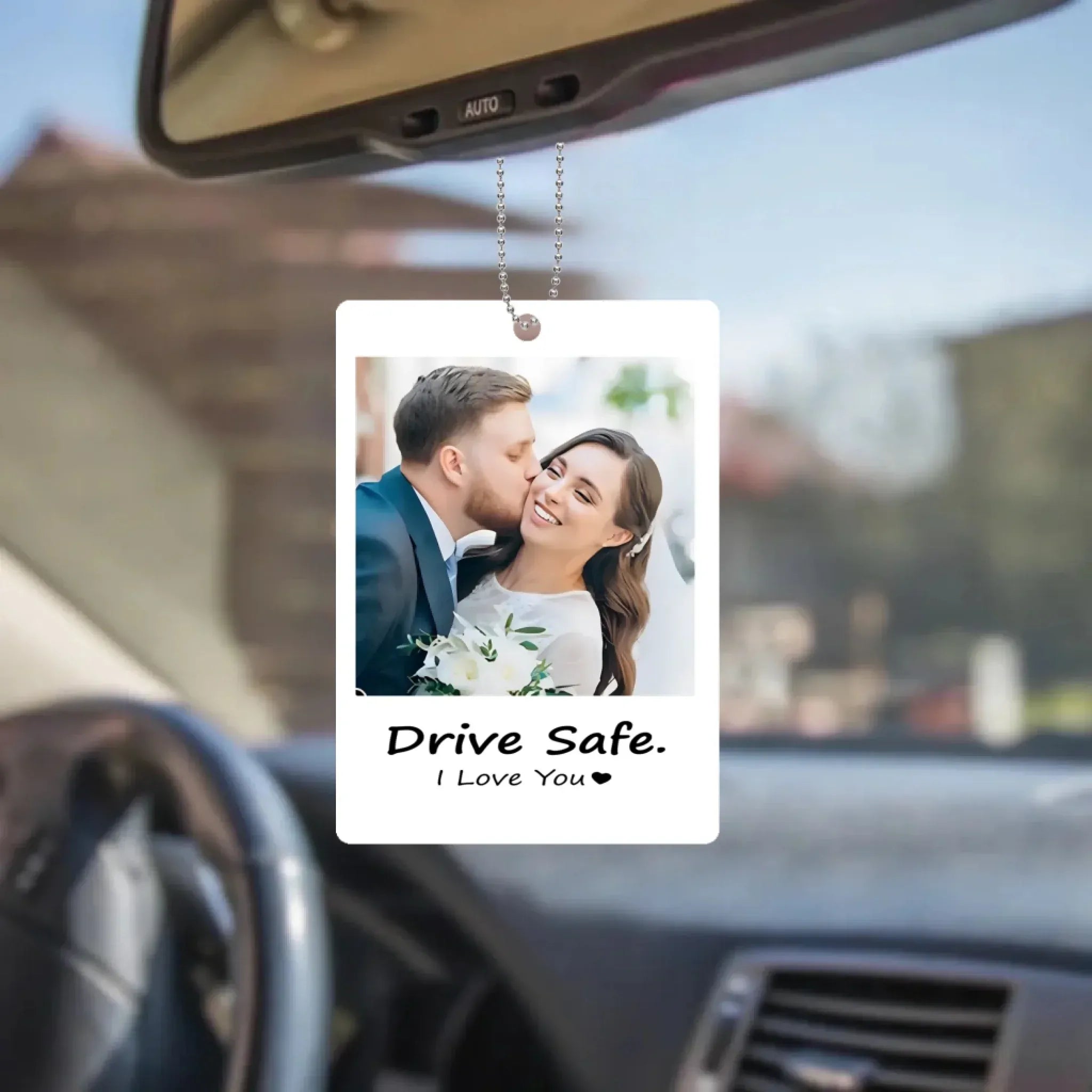 Personalised Photo Hanging Car - Drive safe, I Love You - Ornament Hanging Car, Idea First Car Charm Gift, Valentine Gift - Personalized Photo Car Ornament Hanging 1044939 - DiyGiftly