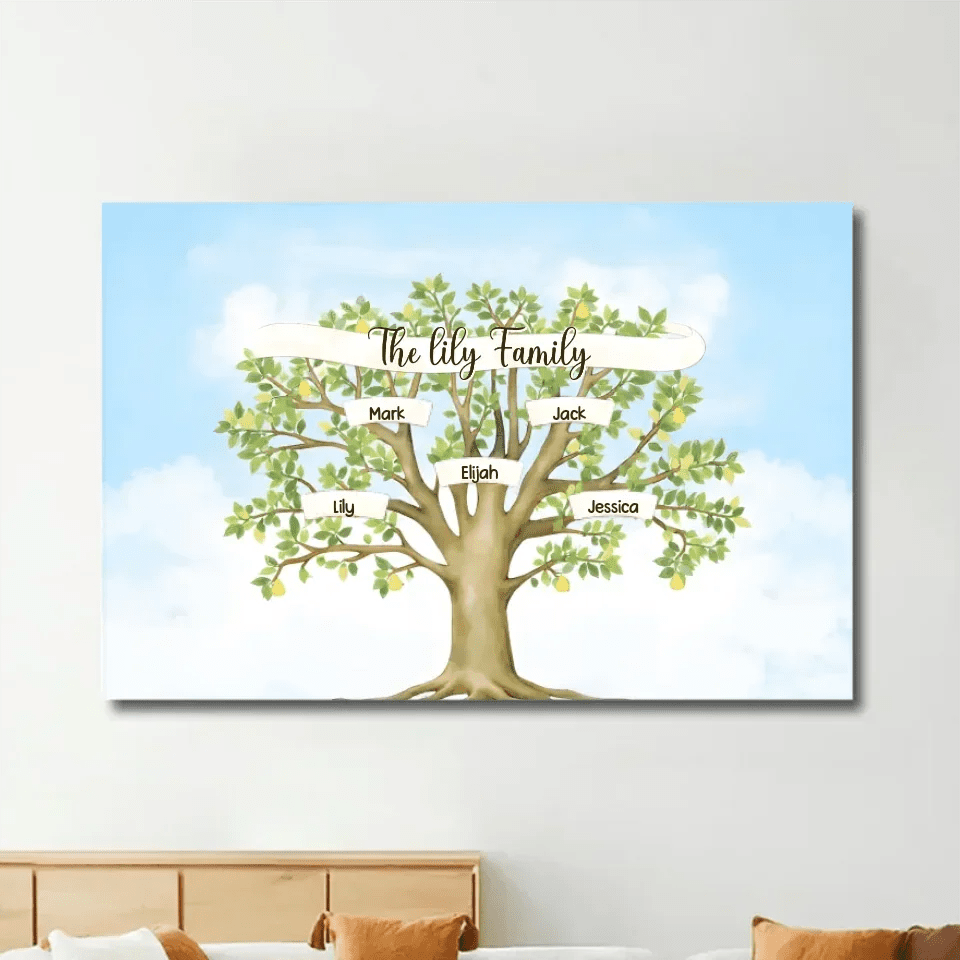 Personalised The Smith Family Pear Tree Framed Canvas 754121 - 754212 - DiyGiftly