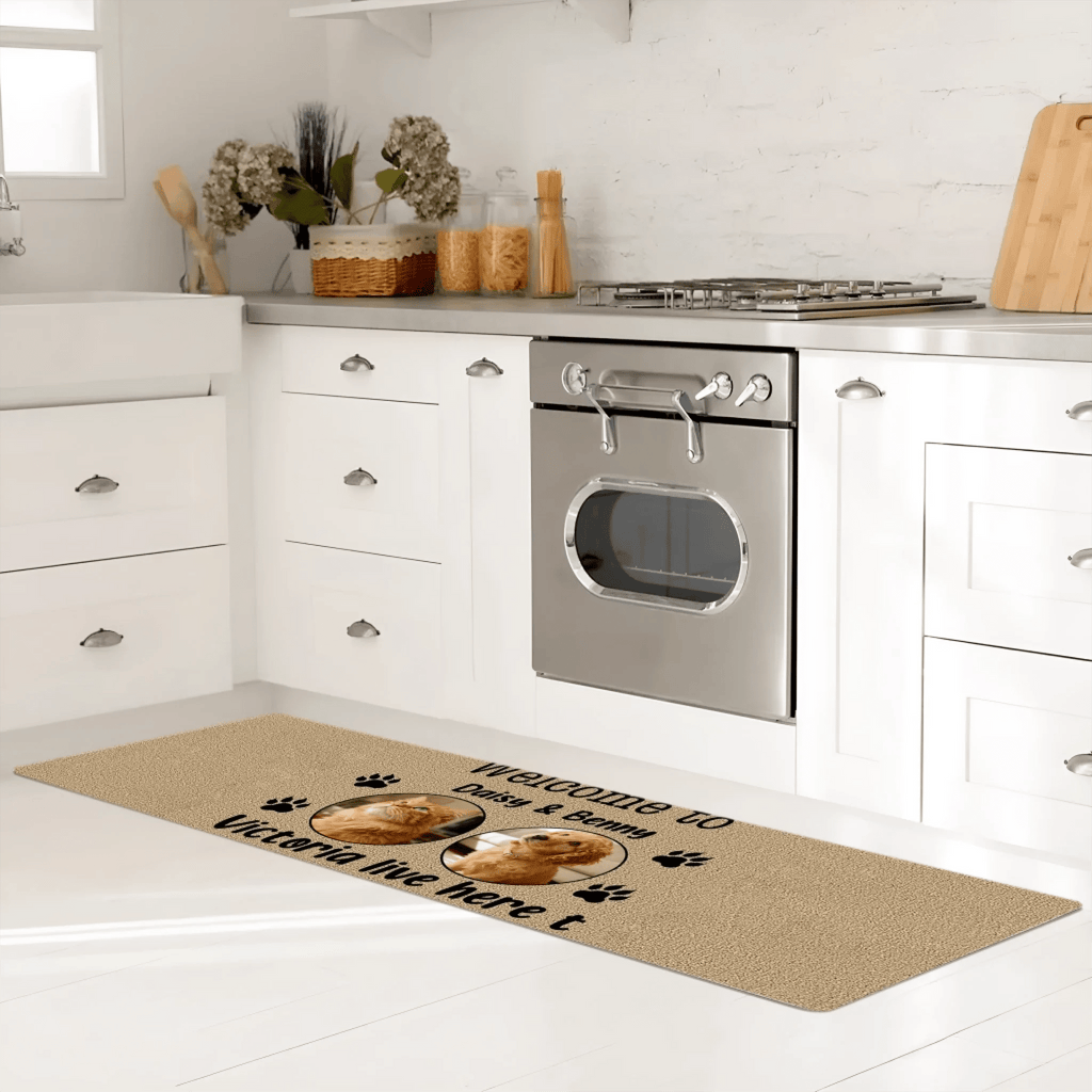 Personalized 1 - 3 Pet Photos Collage Paw Print Welcome to Non - Slip Runner Rugs with Text Housewarming Birthday Gift for Pet Lovers 1031429 - DiyGiftly