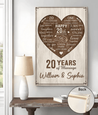 Personalized 20th Anniversary Wooden Wall Art Custom Couple Name Canvas - 20 Years of Marriage Gift for Husband Wife 118474 - DiyGiftly