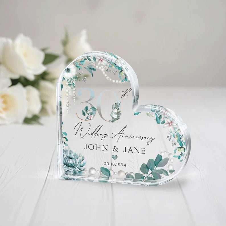 Personalized 30th Anniversary Gift, 30th Pearl Anniversary Gift, Anniversary Acrylic Plaque, Pearl Wedding Anniversary Gift for Couple 356096 - DiyGiftly