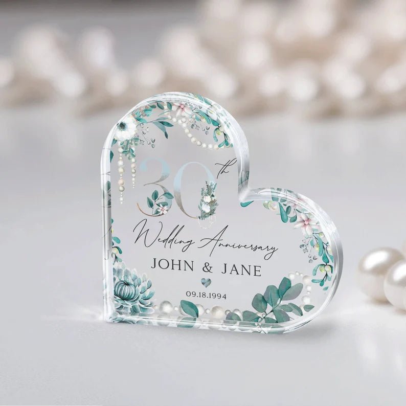 Personalized 30th Anniversary Gift, 30th Pearl Anniversary Gift, Anniversary Acrylic Plaque, Pearl Wedding Anniversary Gift for Couple 356096 - DiyGiftly