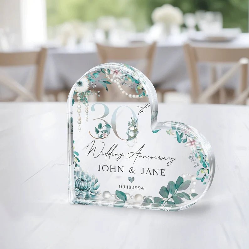 Personalized 30th Anniversary Gift, 30th Pearl Anniversary Gift, Anniversary Acrylic Plaque, Pearl Wedding Anniversary Gift for Couple 356096 - DiyGiftly