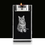 3D Crystal Candle Holder Loss of Cat Gift for Elegant Memorial Display Inner Laser Engraving