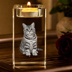 Crystal Personalized Cat Photo 3D Crystal Candle Holder Loss of Cat Gift for Elegant Memorial Display