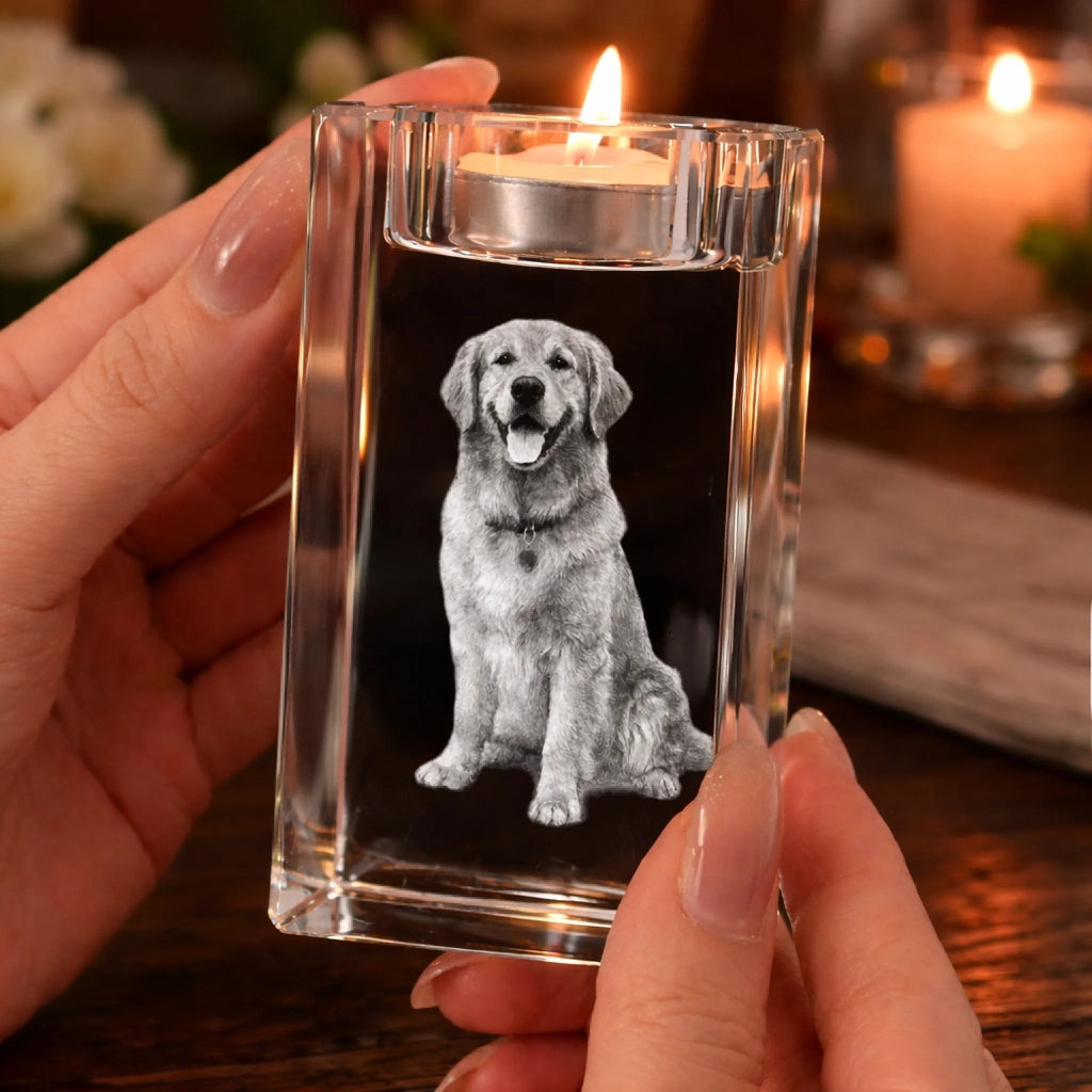 Crystal Their Light Still Shines Personalized Photo Crystal Candle Holder
