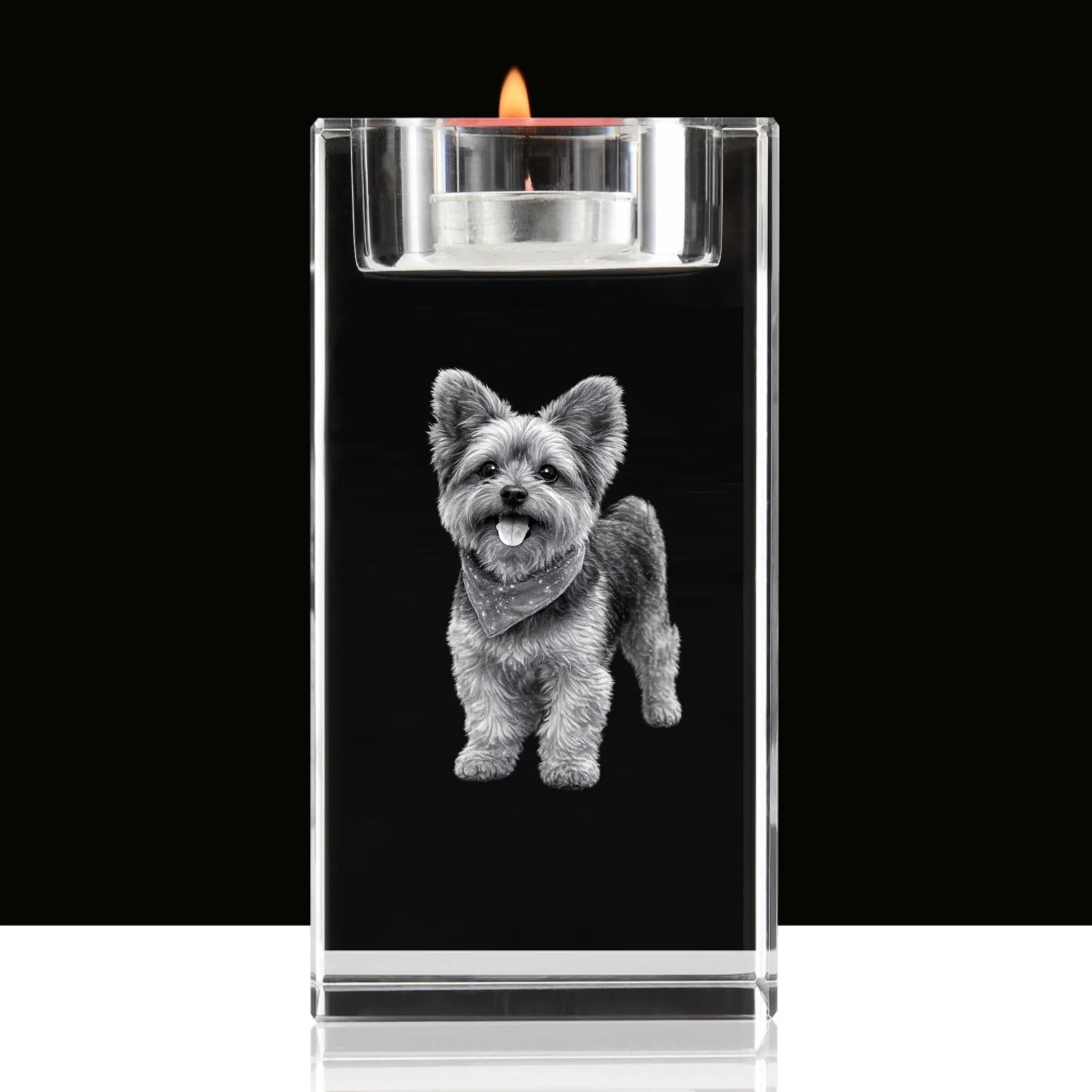 Personalized Photo Their Light Still Shines Crystal Candle Holder