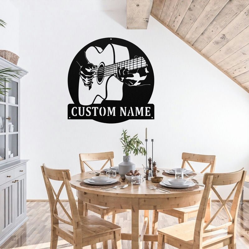 Personalized Acoustic Guitar Metal Wall Art – Custom Music Room Decor, Custom Guitar Wall Sign, Unique Gift for Guitarists & Music Lovers 65993728 - DiyGiftly
