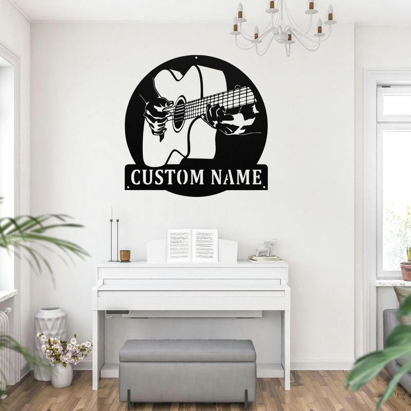 Personalized Acoustic Guitar Metal Wall Art – Custom Music Room Decor, Custom Guitar Wall Sign, Unique Gift for Guitarists & Music Lovers 65993728 - DiyGiftly