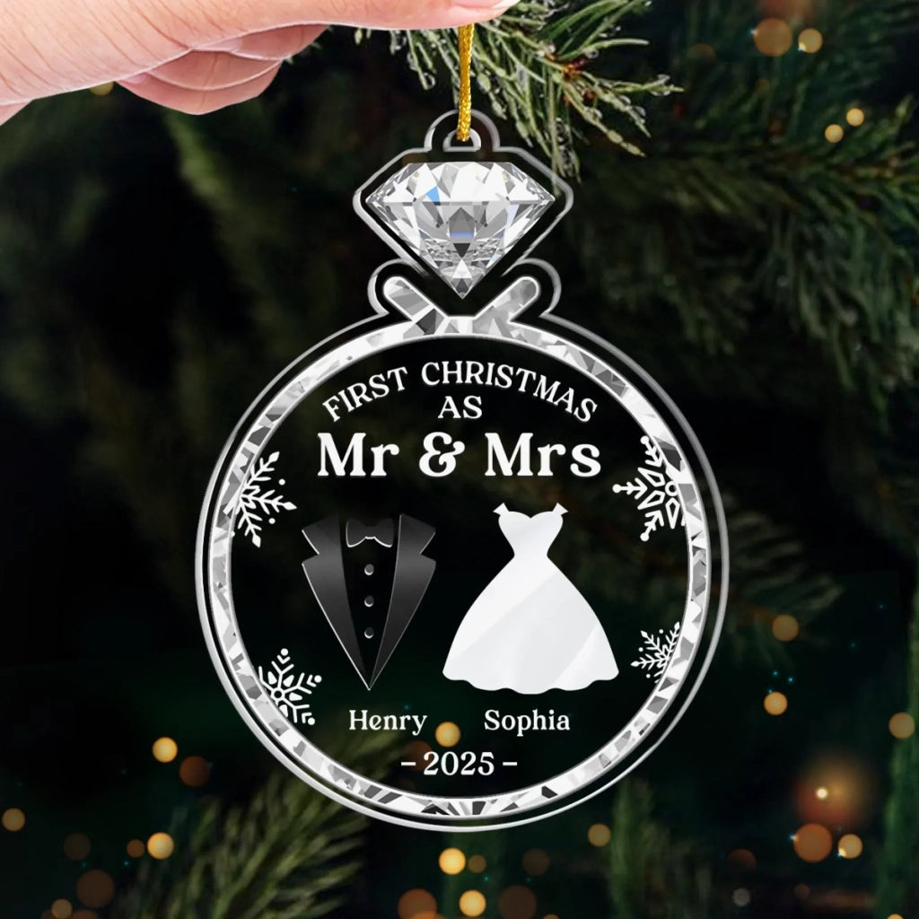 Personalized Acrylic Ornament - Custom Anniversary, Christmas, and Wedding Gifts for Husband and Wife, Him and Her - Newlywed Christmas Vibes, Personalized with Names, Special Dates, and Heartfelt Message for a Memorable Holiday 19762176 - DiyGiftly