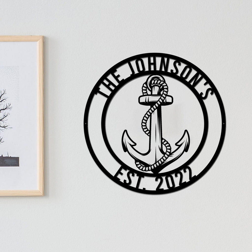 Personalized Anchor Rope Metal Sign – Custom Nautical Wall Art for Coastal Homes or Boats 148032 - DiyGiftly
