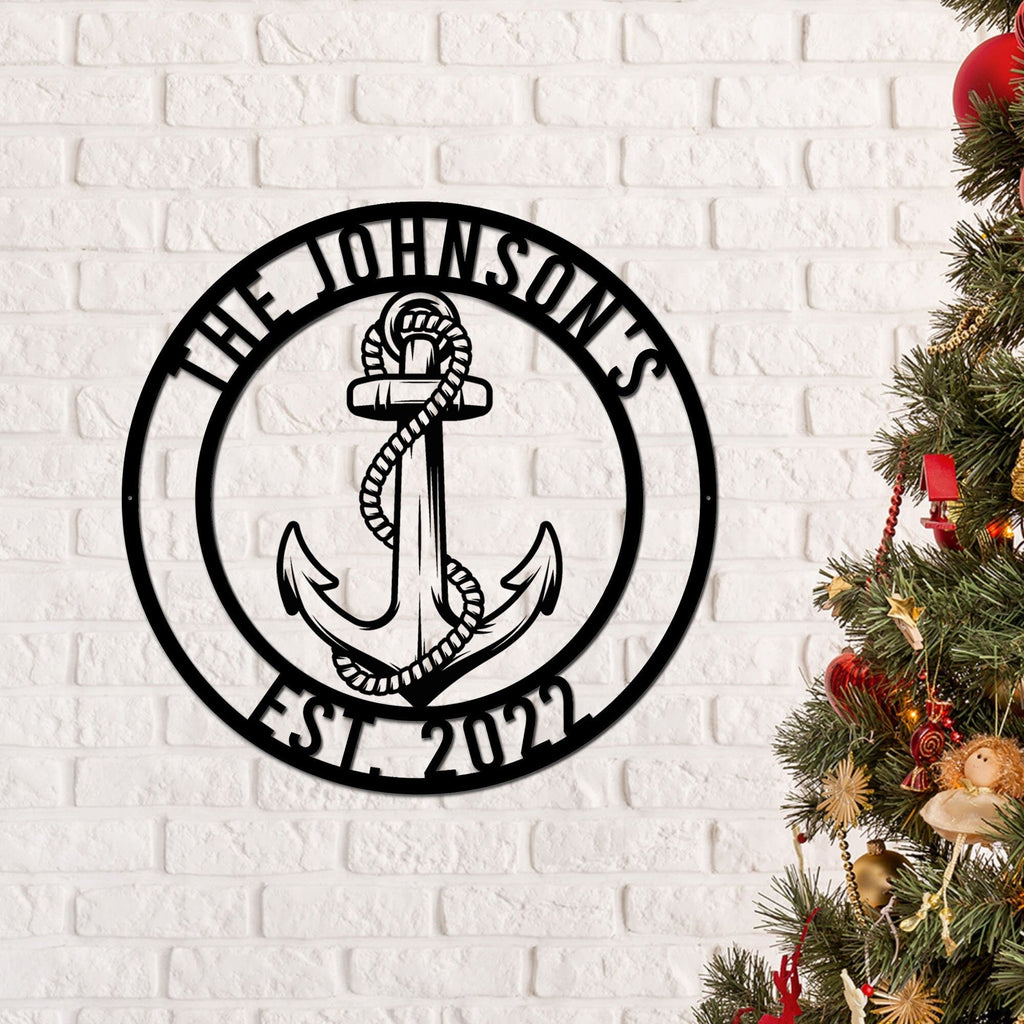 Personalized Anchor Rope Metal Sign – Custom Nautical Wall Art for Coastal Homes or Boats 148032 - DiyGiftly