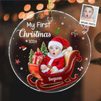 Personalized Baby 1st Christmas Custom Photo Adorable Little Santa Acrylic Circle Ornament 692123 - DiyGiftly