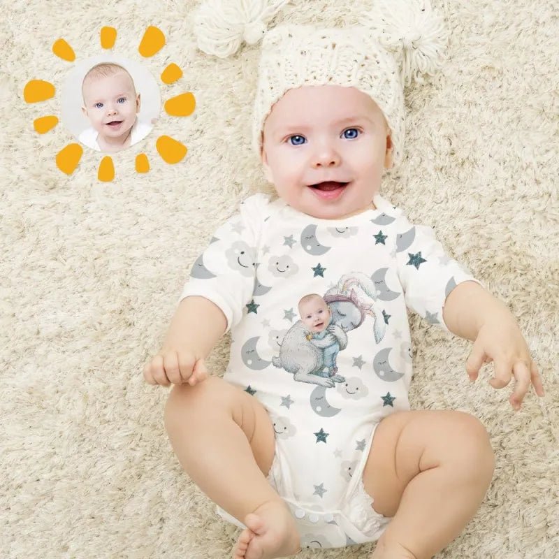 Personalized Baby Face Bunny Cotton Onesie – Custom Infant Easter Gift - DiyGiftly