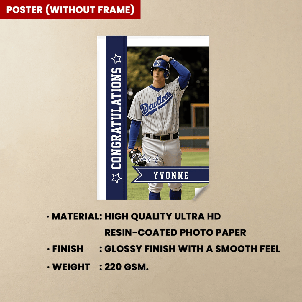 Personalized Baseball Athlete Graduation Custom Poster & Canvas - Gift for Kids 749790 - 749809 - DiyGiftly
