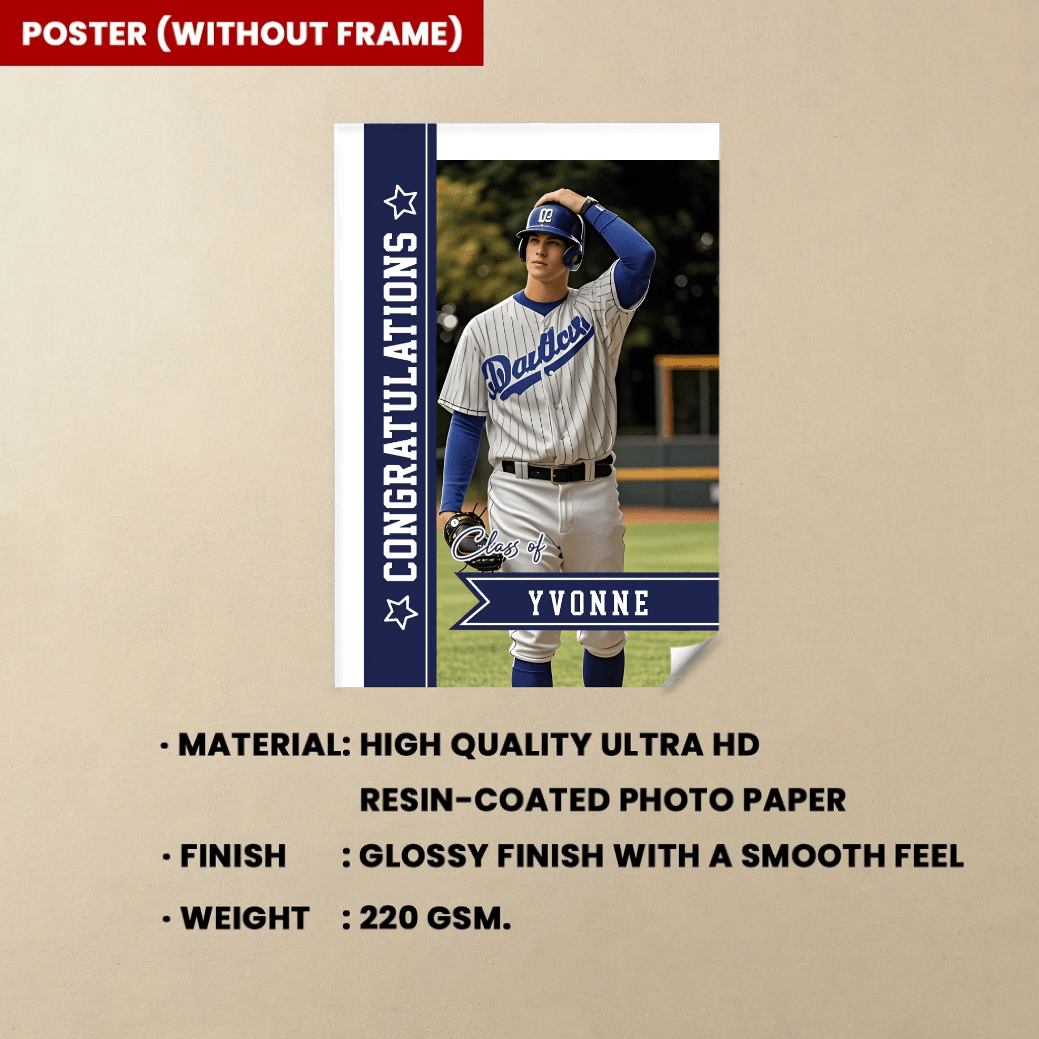 Personalized Baseball Athlete Graduation Custom Poster & Canvas - Gift for Kids 749790 - 749809 - DiyGiftly