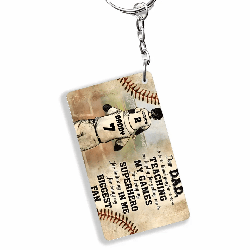 Personalized Baseball Dad And Son Thank You Dad Customized Keychain 734628 - DiyGiftly