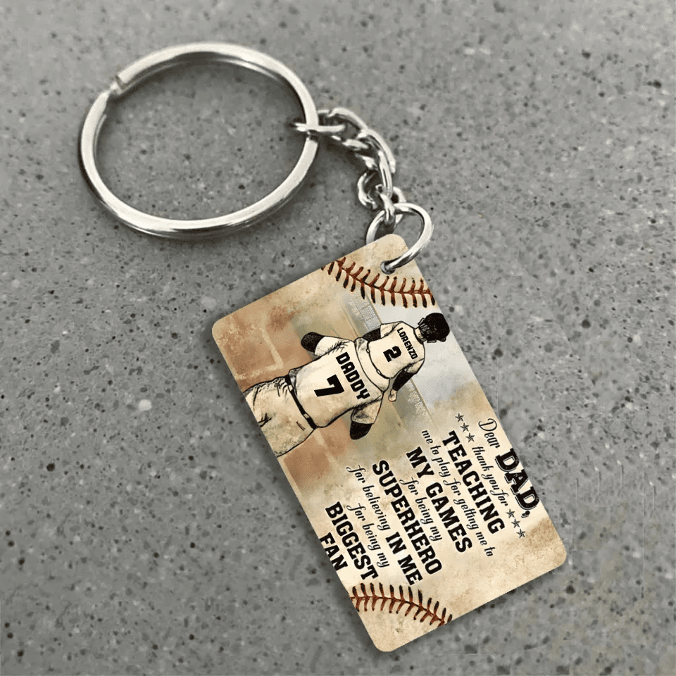 Personalized Baseball Dad And Son Thank You Dad Customized Keychain 734628 - DiyGiftly