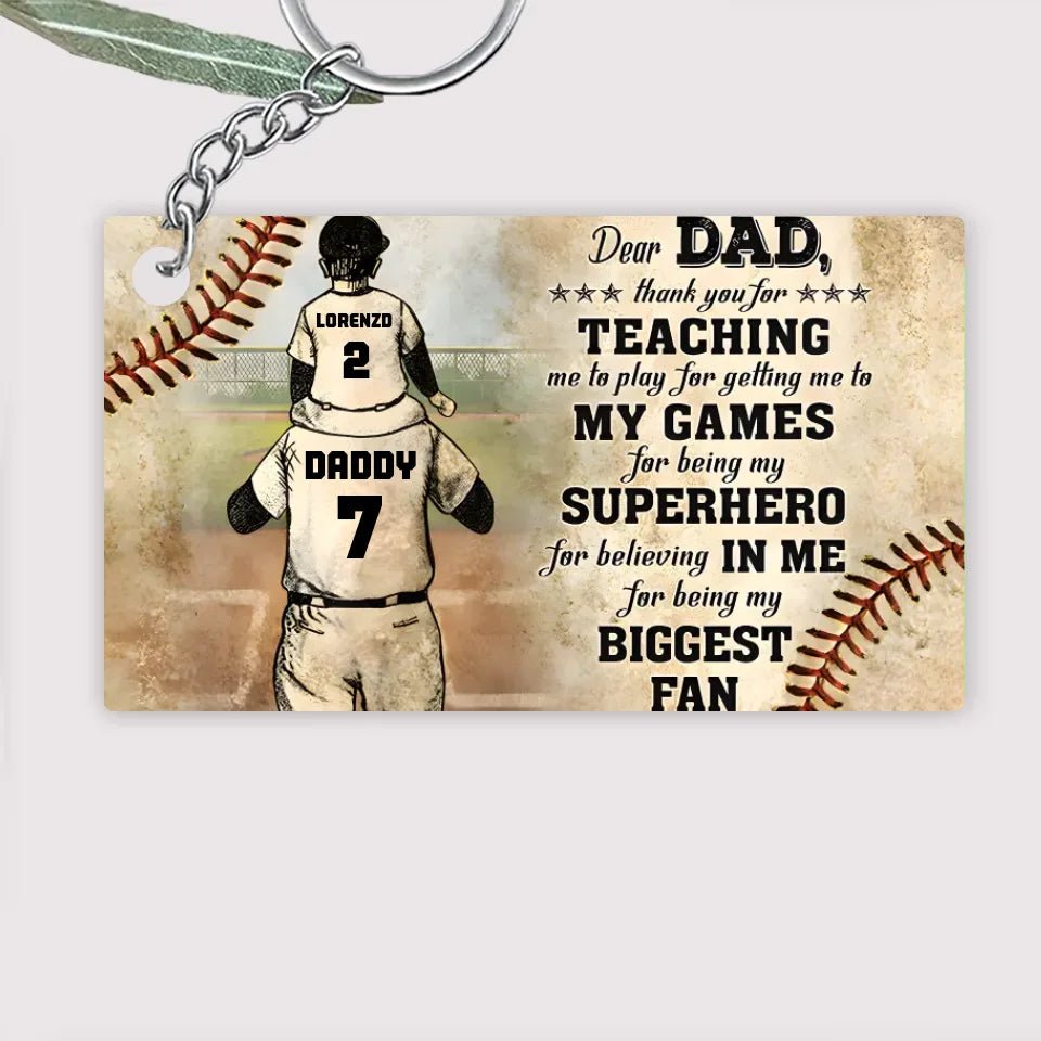 Personalized Baseball Dad And Son Thank You Dad Customized Keychain 734628 - DiyGiftly