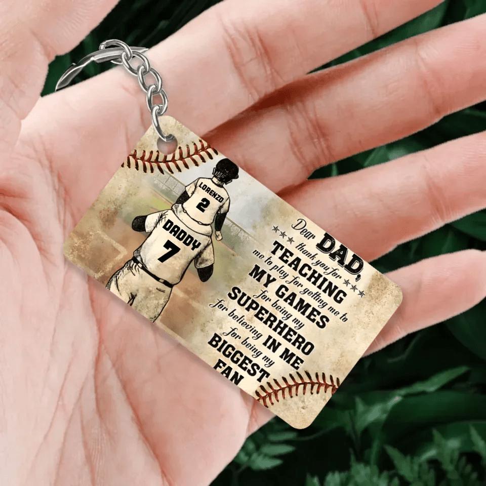 Personalized Baseball Dad And Son Thank You Dad Customized Keychain 734628 - DiyGiftly
