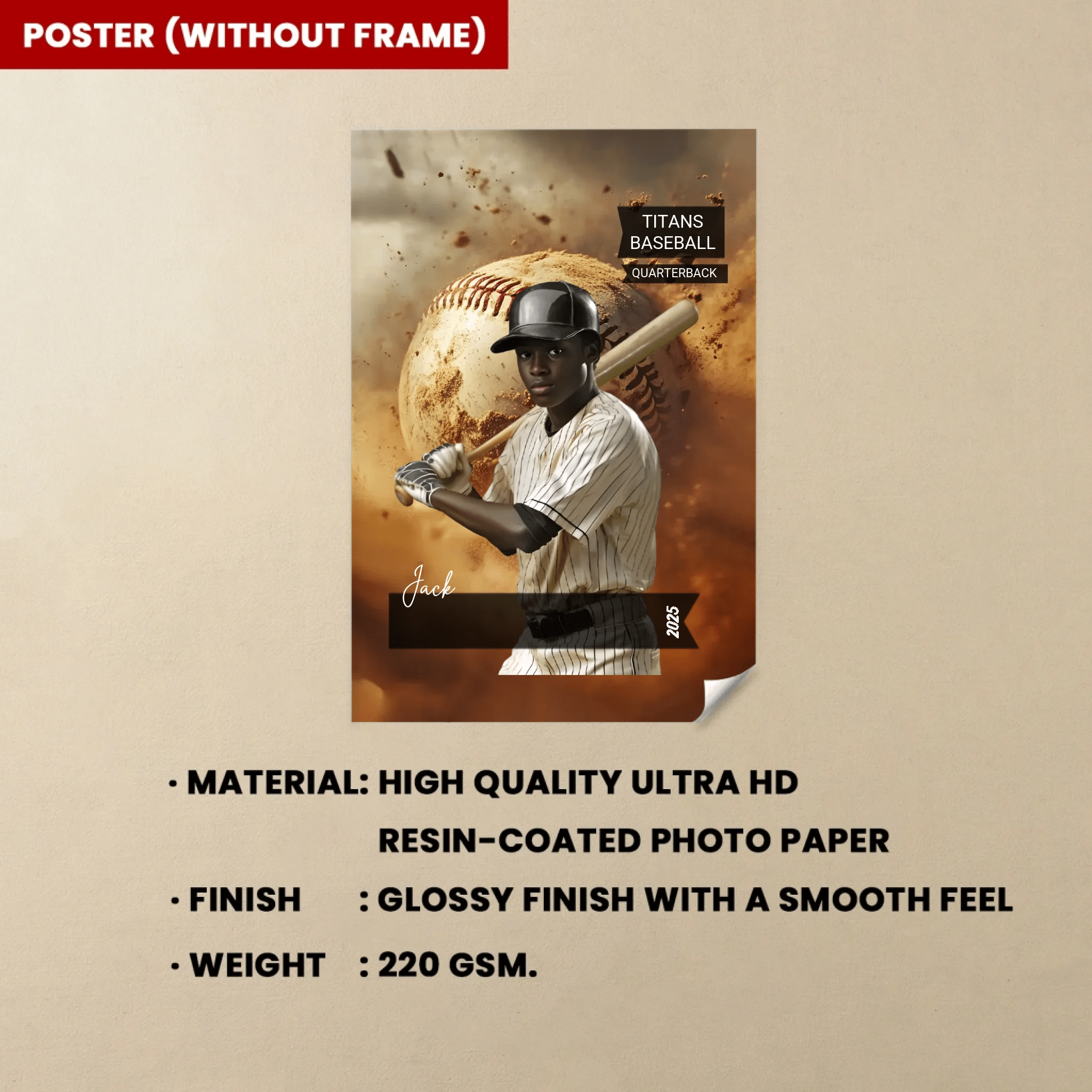 Personalized Baseball Sport Poster & Canvas - Add Athlete's Photo, Number, Name... - Best Gift for Athletes 747689 - DiyGiftly