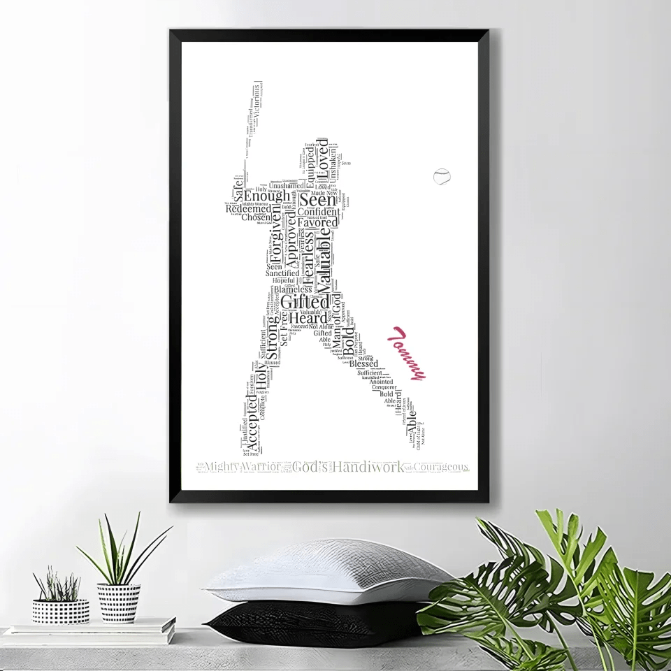 Personalized Baseball Word Art, Sport Wall Art, Custom Baseball Player Gift, Words of Affirmation Print, Christian Athlete Artwork 748927 - DiyGiftly