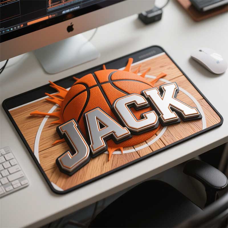 Personalized Basketball - Themed Mouse Pad with Custom Name – Unique Office Desk Accessory and Custom Gift for Basketball Players, Coaches, Students, and Sports Fans 06721536 - DiyGiftly
