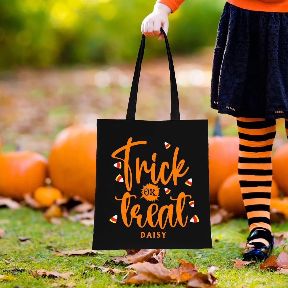 Personalized Bat Candy Star Trick or Treat Reusable Canvas Bag with Name Halloween Activity Gift for Kids 47694336 - DiyGiftly