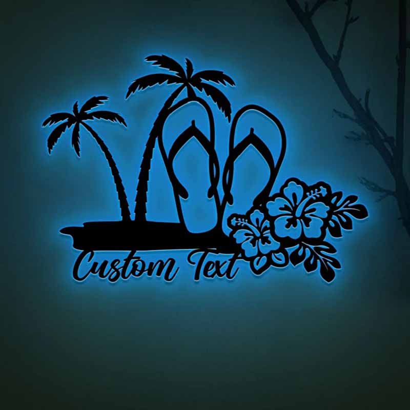 Personalized Beach Flip - Flops Metal Wall Light – Custom Summer Decor for Home, Patio, or Beach House 3412736 - DiyGiftly