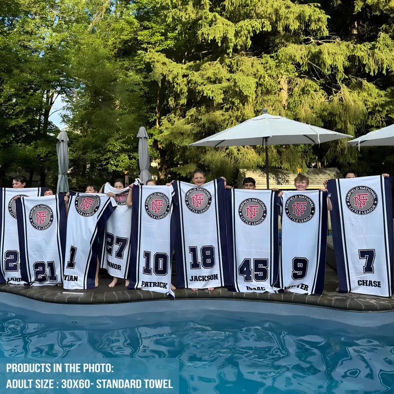 Personalized Beach Towel, Baseball Team Pool Towel with Logo, Cooperstown Gift, Gifts for Swim Teams, Softball World Series Gift 48594432 - DiyGiftly