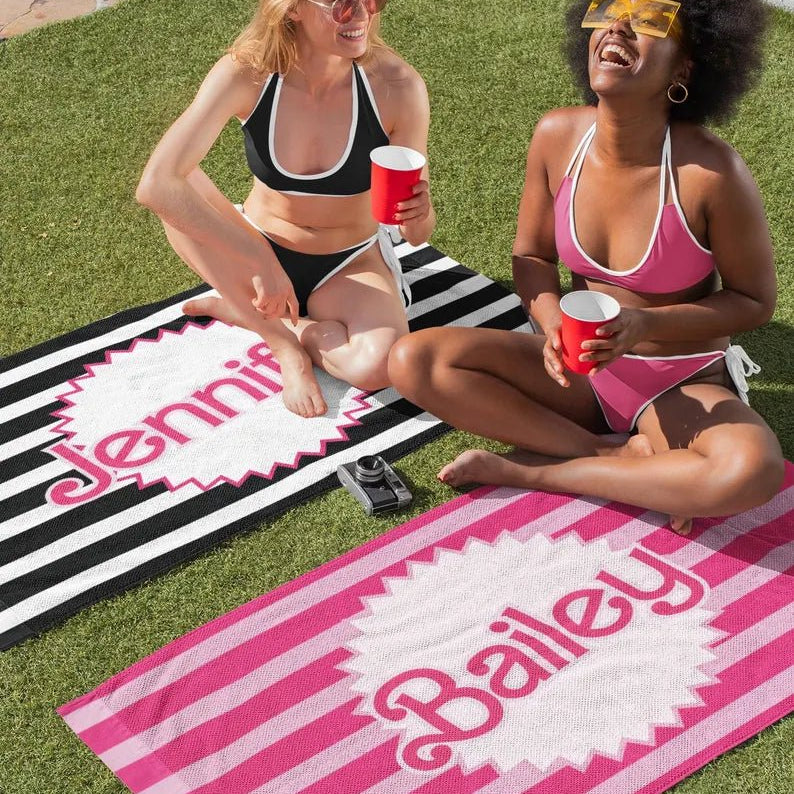 Personalized Beach Towel, Let's Go Party Beach Towel, Pink Custom Pool Towel, Kids Towel, Vacation Birthday Gift, Bachelorette Favor 23844608 - DiyGiftly