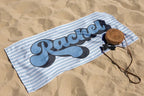 Personalized Beach Towel, Striped Custom Retro Beach Towel, Family Vacation, Birthday Girls Trip Gift, Bridesmaid Towel, Kids Beach Towel 88809216 - DiyGiftly