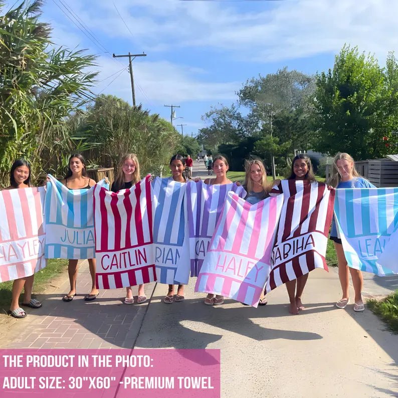 Personalized Beach Towels, Monogrammed Beach Towel, Custom Beach Towel, Vacation Gift, Bridesmaid Towel, Birthday Gift, Girls Trip Towel 01848832 - DiyGiftly