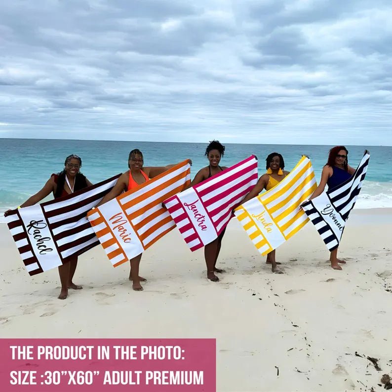 Personalized Beach Towels, Monogrammed Beach Towel, Custom Beach Towel, Vacation Gift, Bridesmaid Towel, Birthday Gift, Girls Trip Towel 01848832 - DiyGiftly