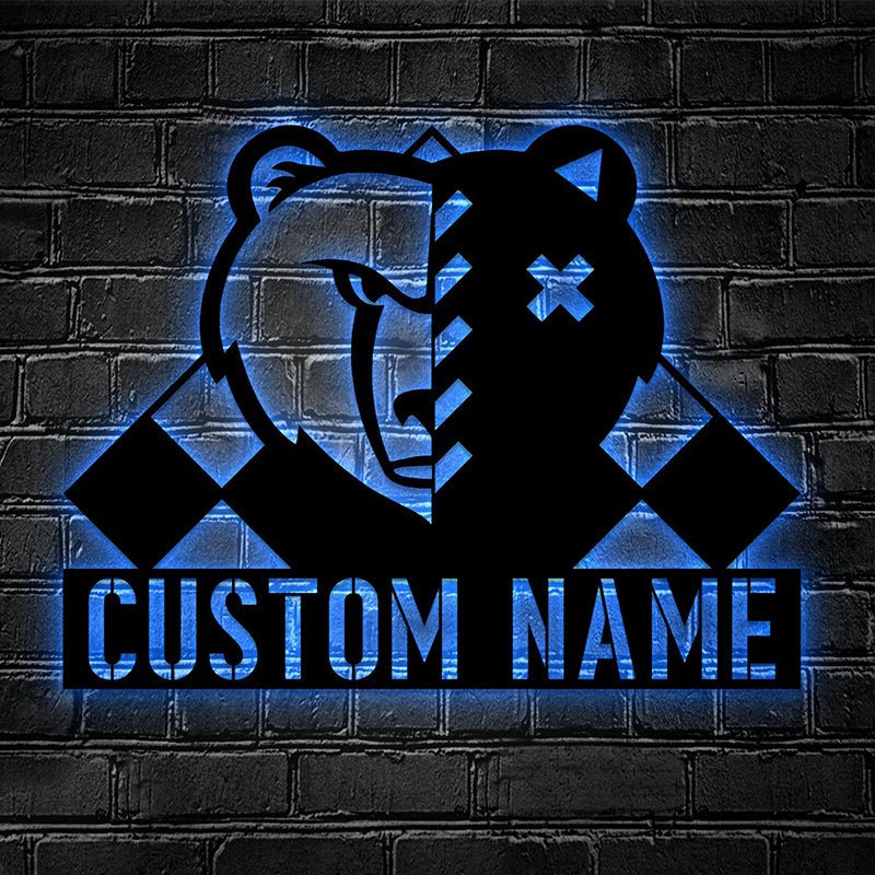 Personalized Bear Metal Wall Art LED Light Custom Wildlife Cabin Decoration Gift for Nature Lovers 42359808 - DiyGiftly
