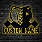 Personalized Bear Metal Wall Art LED Light Custom Wildlife Cabin Decoration Gift for Nature Lovers 42359808 - DiyGiftly