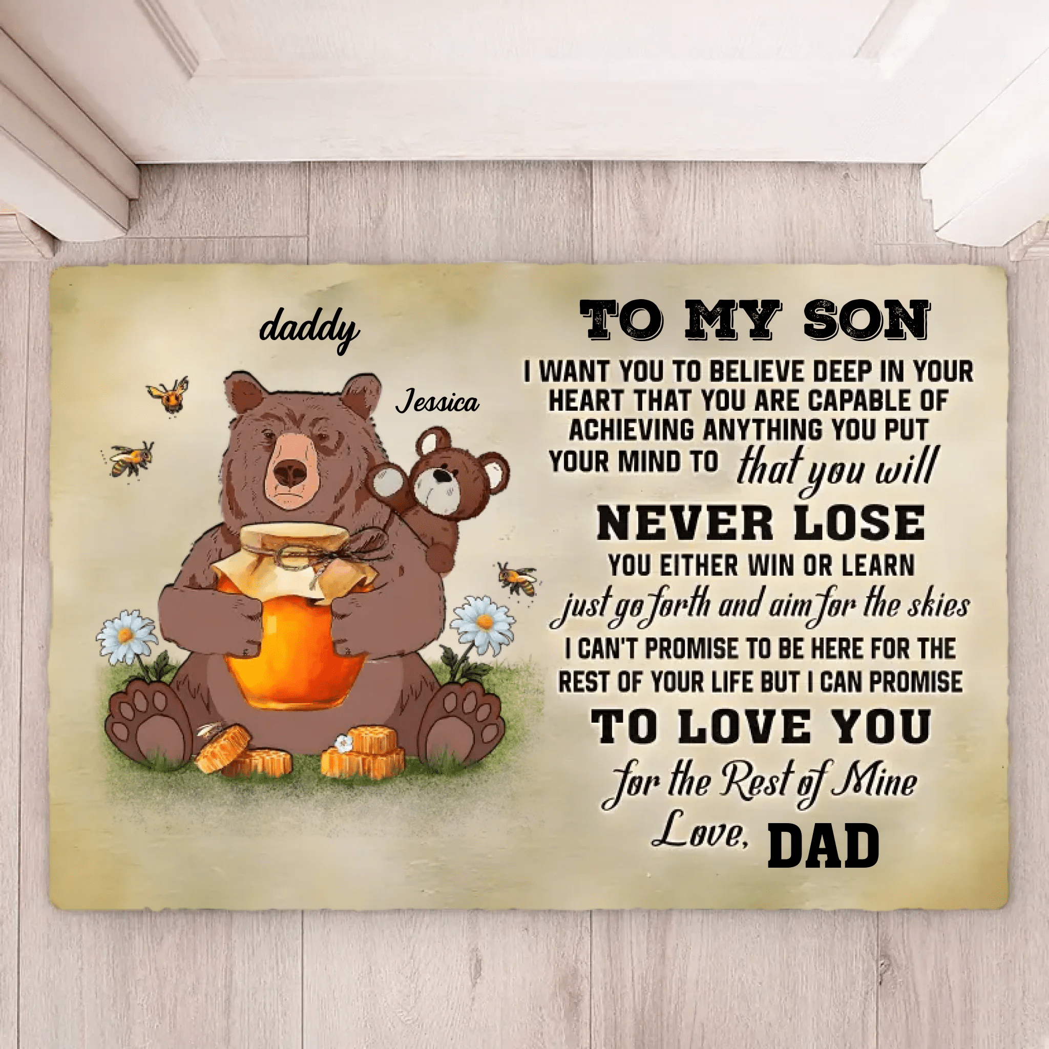 Personalized Bear Papa Dad And Child Never Lose 709991 - D - DiyGiftly