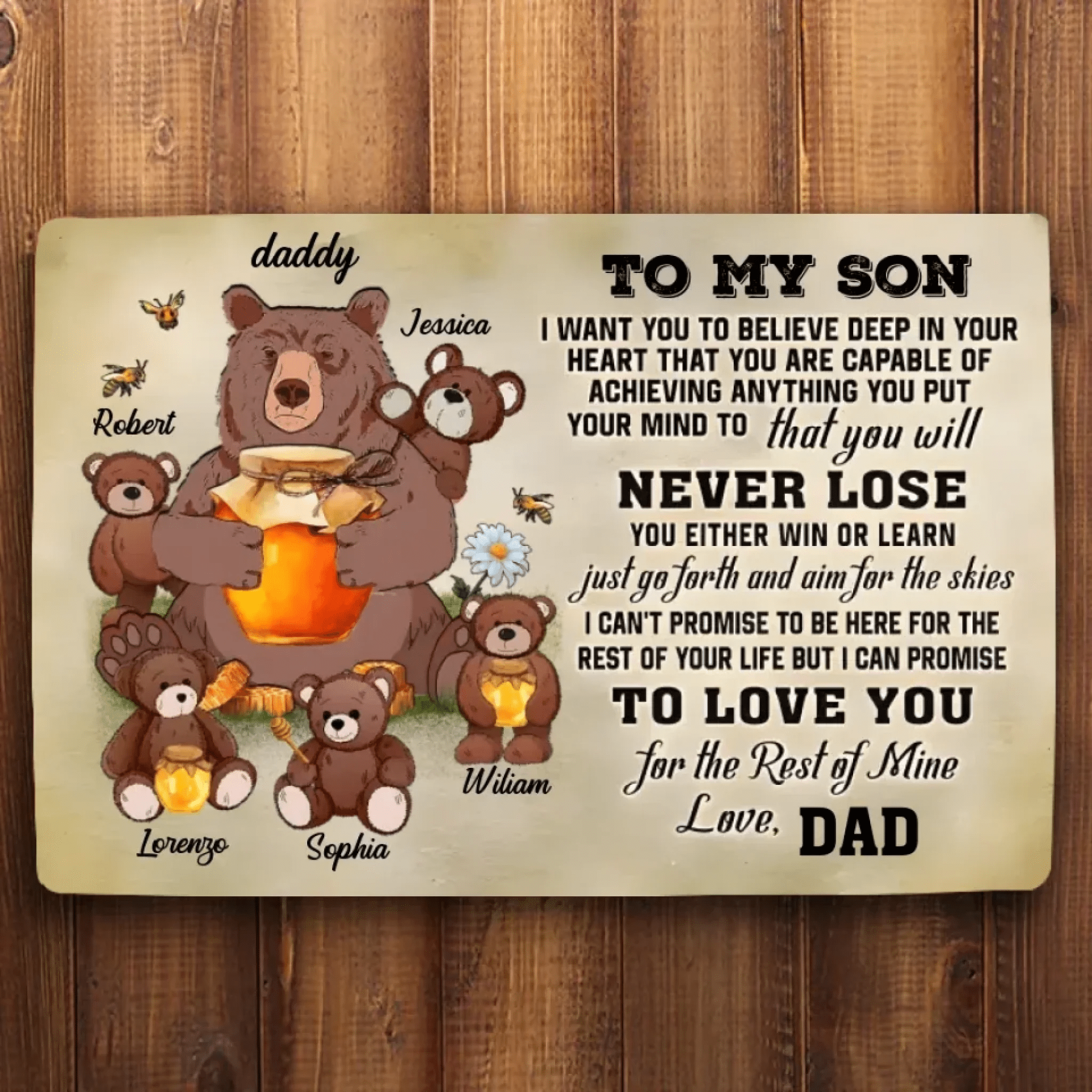 Personalized Bear Papa Dad And Child Never Lose 709991 - D - DiyGiftly
