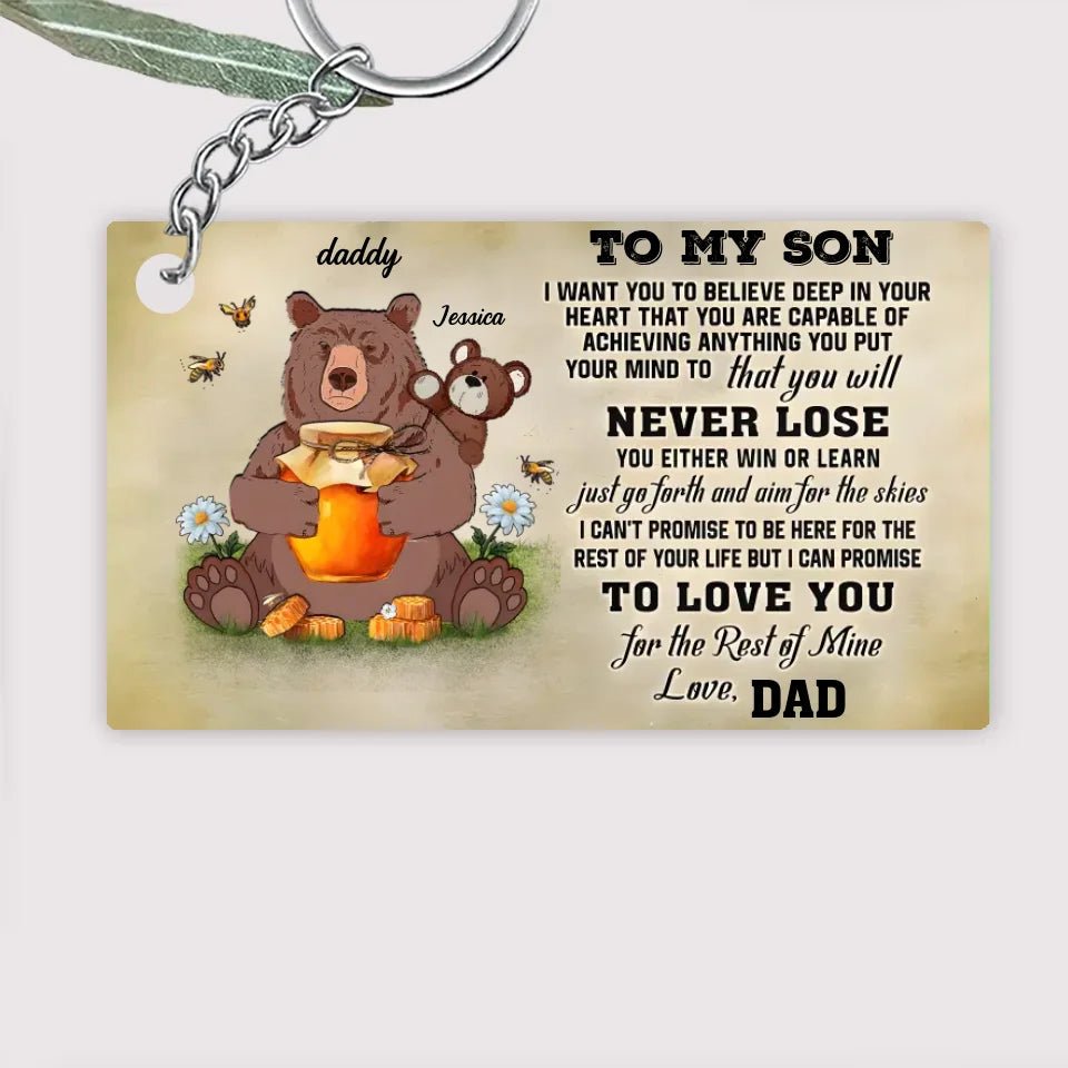 Personalized Bear Papa Dad And Child Never Lose Custom Keychain 734643 - DiyGiftly