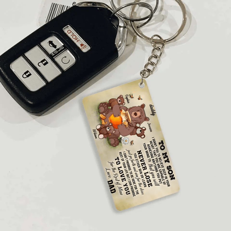Personalized Bear Papa Dad And Child Never Lose Custom Keychain 734643 - DiyGiftly