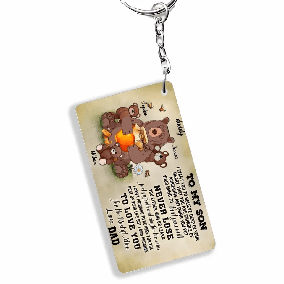 Personalized Bear Papa Dad And Child Never Lose Custom Keychain 734643 - DiyGiftly