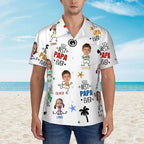 Personalized Best Papa Ever Hawaiian Shirt with Funny Face Photo & Colorful Names | Custom 100% Cotton Summer Birthday Gift for Dad Grandpa 40042240 - DiyGiftly