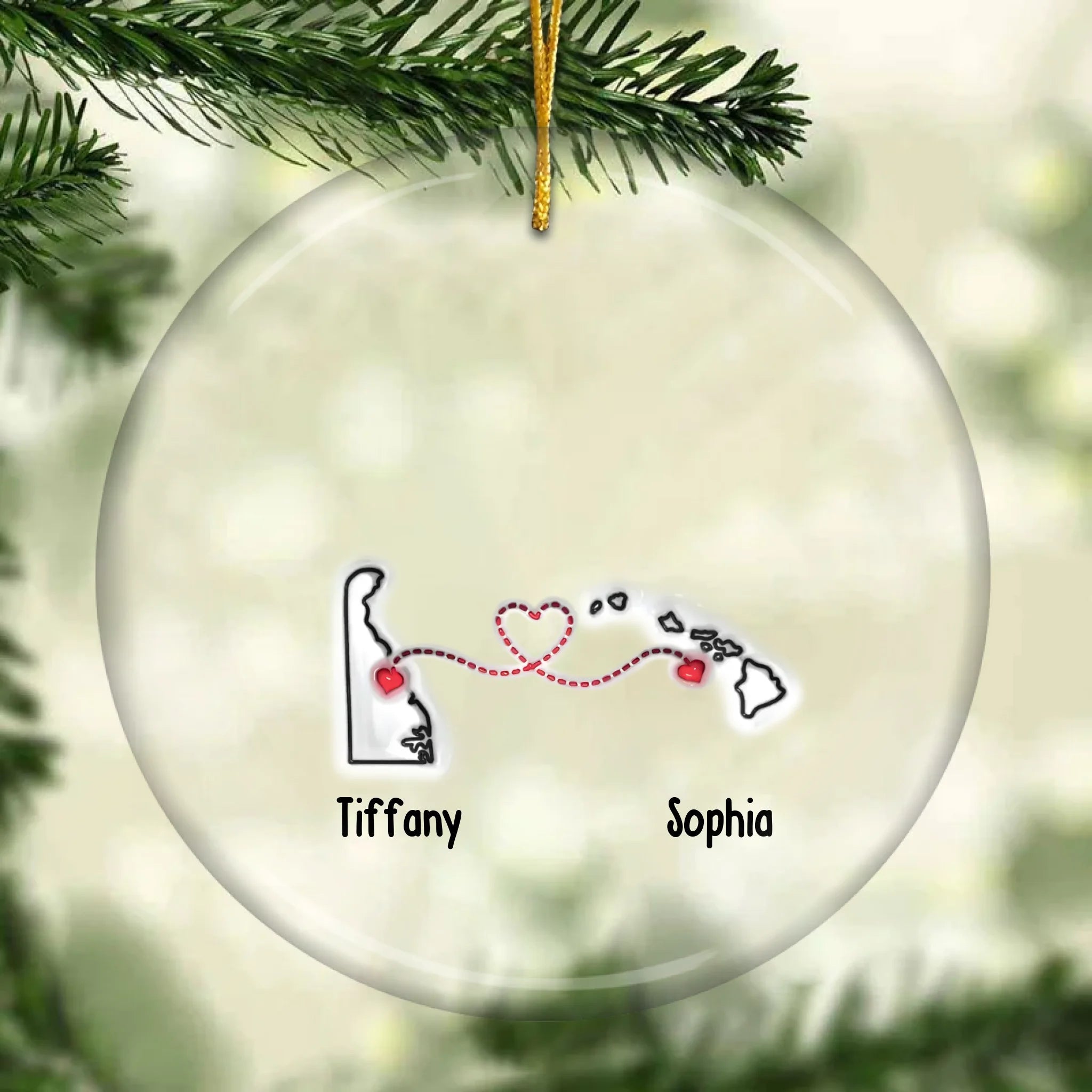 Personalized Bestie Christmas Ornament - 3D Inflated Effect Printed Ceramic Round Shaped - No Distance Is Too Far When Friendship Is Near - A Special Gift for Best Friends, BFFs, and Sisters 1067501 - DiyGiftly