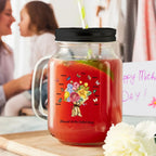 Personalized Birth Butterfly Carnation Bouquet Mason Jar with Handle Lid and Straw Mother's Day Birthday Gift for Mom Grandma 1029545 - DiyGiftly