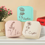 Personalized Birth Flower Jewelry Box Custom Jewelry Organizer Storage Gift for Her - DiyGiftly