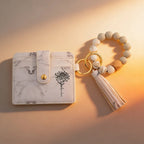 Personalized Birth Flower Leather Keychain Wristlet Wallet with Name & Beaded Bracelet, Custom Floral Wristlet Keyring, Birthday Gift for Women, Mother’s Day Gift for Mom, Wife, Grandma 1081649 - DiyGiftly