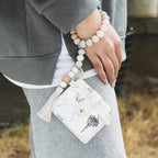 Personalized Birth Flower Leather Keychain Wristlet Wallet with Name & Beaded Bracelet, Custom Floral Wristlet Keyring, Birthday Gift for Women, Mother’s Day Gift for Mom, Wife, Grandma 1081649 - DiyGiftly