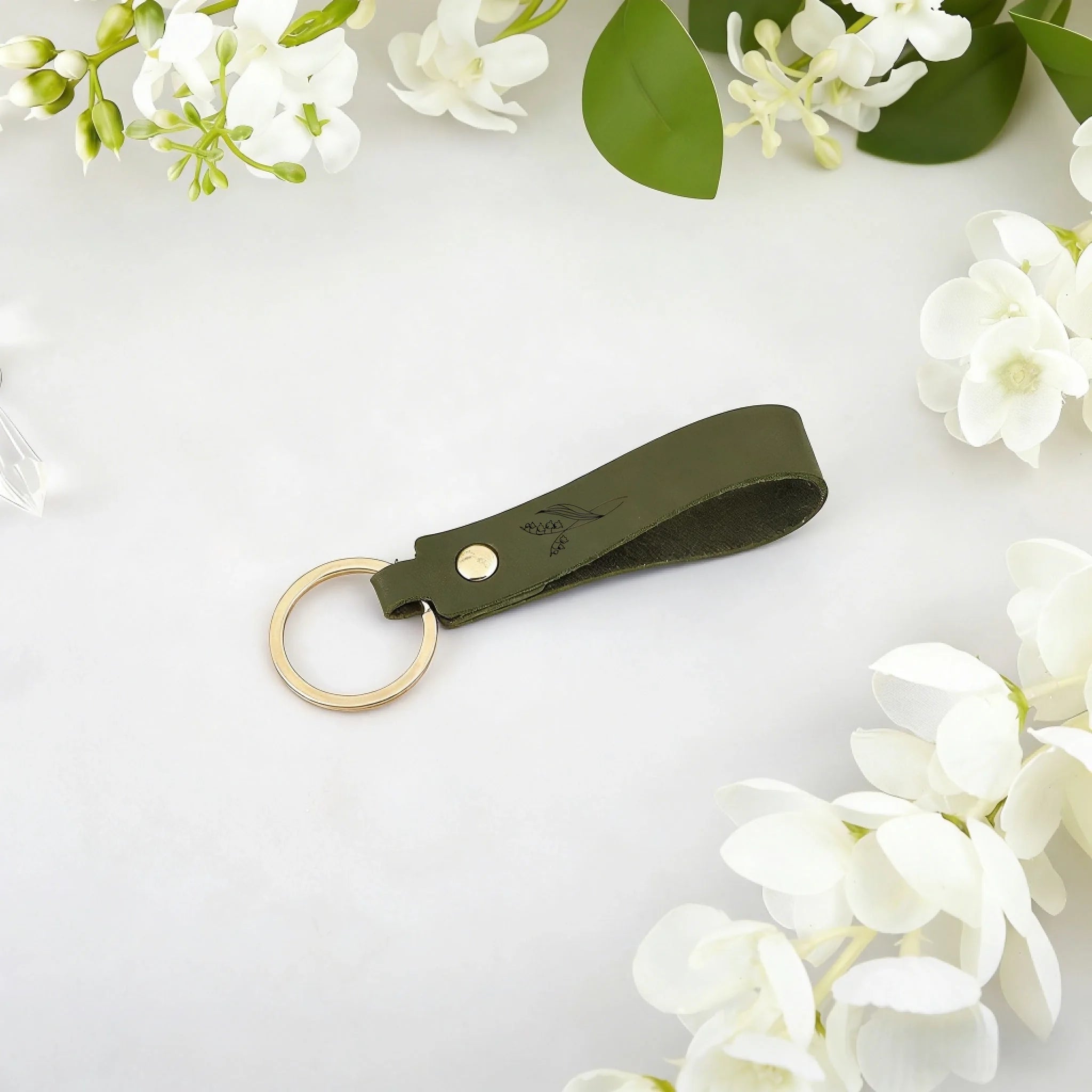Personalized Birth Flower PU Leather Keychain with Engraved Name – Custom Floral Key Ring, Wedding Party Favor, Birthday Gift for Her, Bridesmaid, Wife, Girlfriend, Mom 1082236 - DiyGiftly