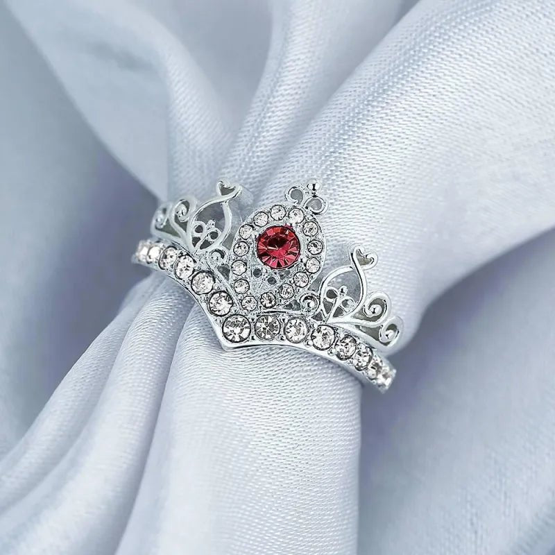 gifts for wife Love Her Always - Unique Memento - Birthstone Princess Crown Silver Ring Birthday Gift Valentine Gift - gifts